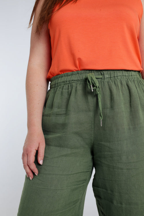 Pantalon en lin uni-Paprika-3