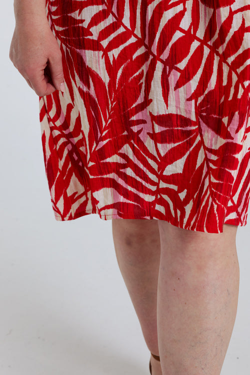 Robe en viscose imprimé feuillage-Paprika-5