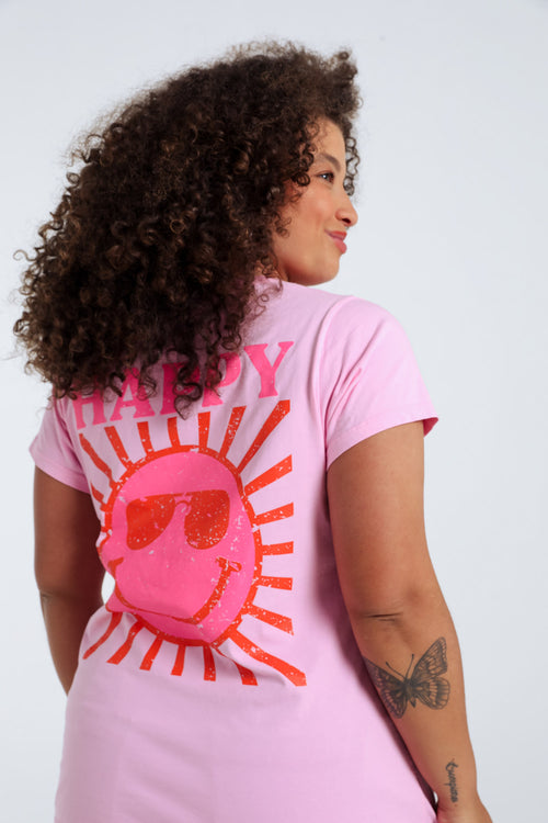 T-shirt en coton uni avec imprimé soleil-Paprika-6