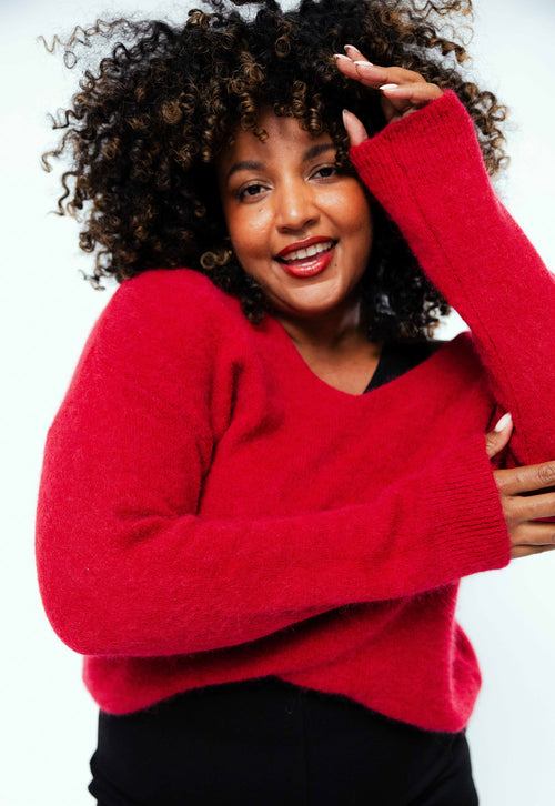 Pull avec alpaga uni-Paprika-3