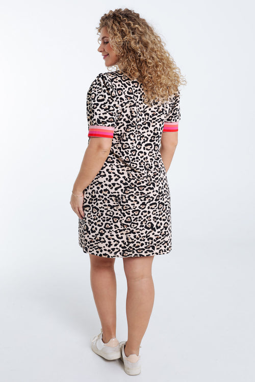 Robe imprimé léopard avec bandes sport-Paprika-2