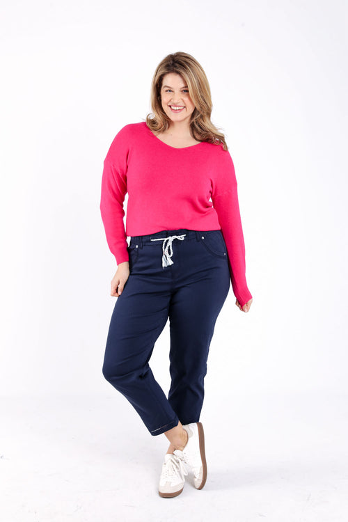 Chino en coton uni-Paprika-1