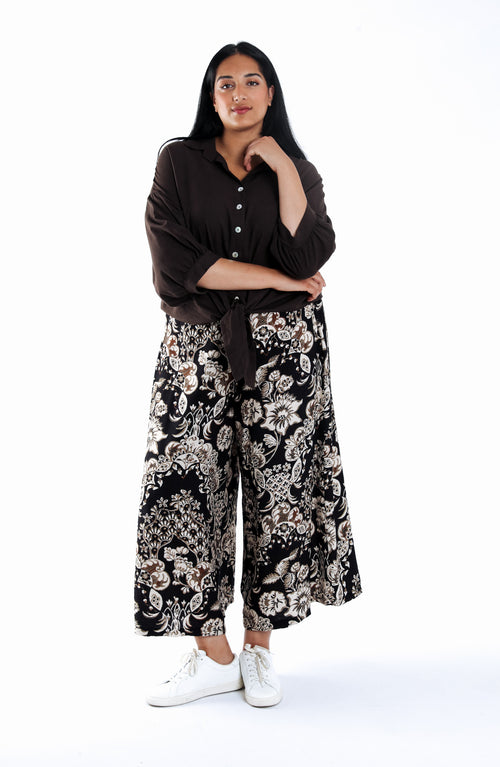 Pantalon large en viscose imprimé cachemire-Paprika-1