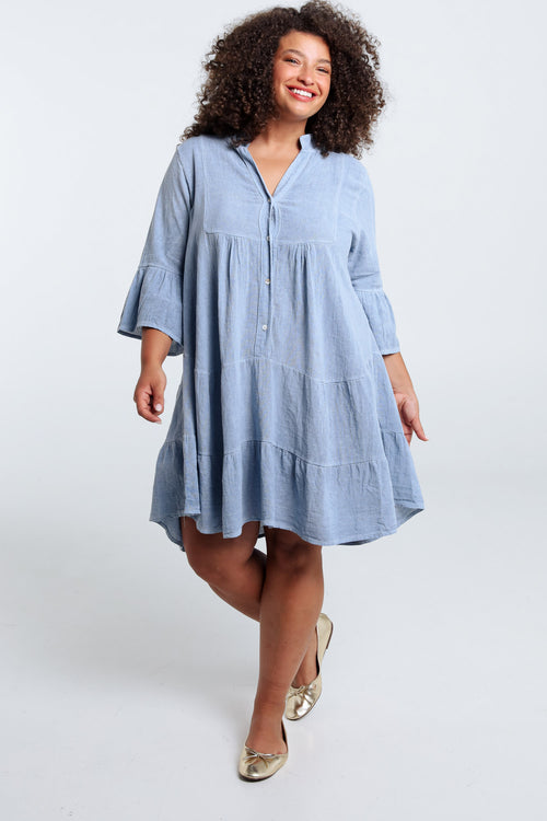 Robe tunique en gaze de coton unie-Paprika-9