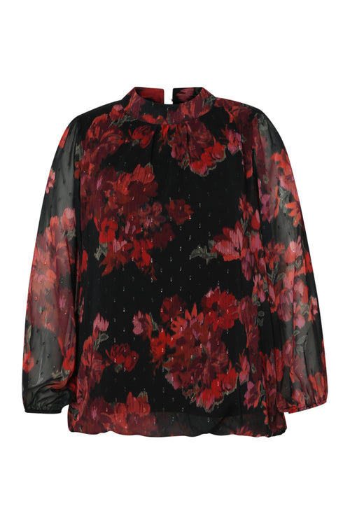 Blouse imprimé fleurs floues-Paprika-9