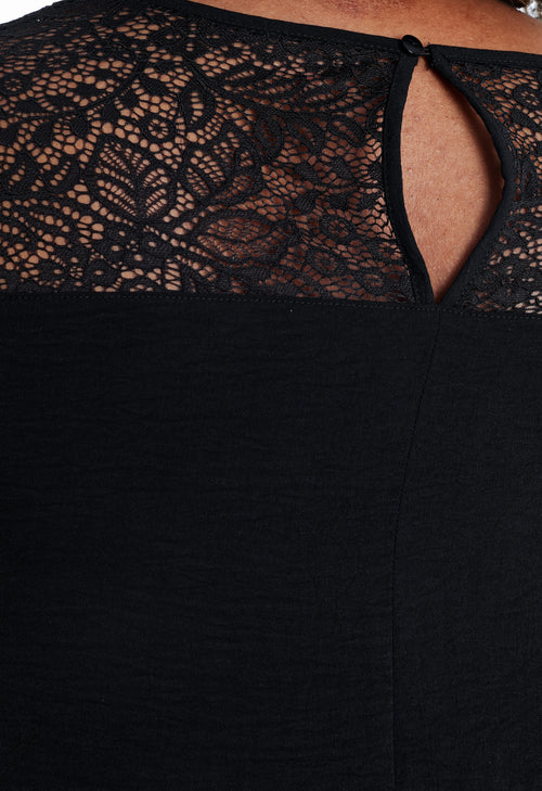 Robe longue unie avec dentelle-Paprika-6