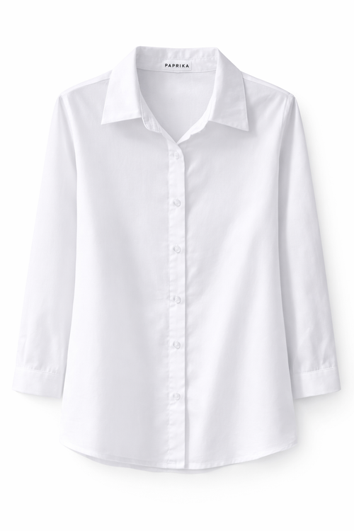 Chemisier en coton uni-Paprika-1