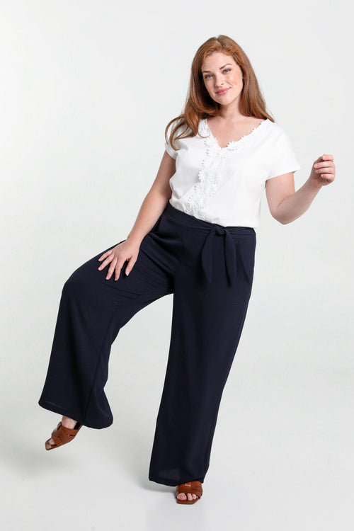 Pantalon large avec nœud-Paprika-6