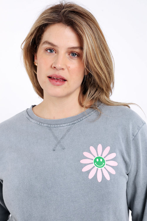 Sweat en coton imprimé fleuri-Paprika-5