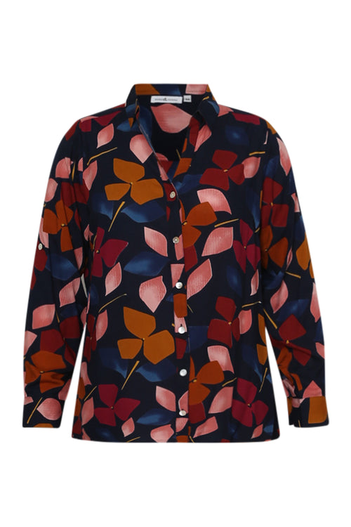 Chemisier en viscose imprimé fleurs-Paprika-1