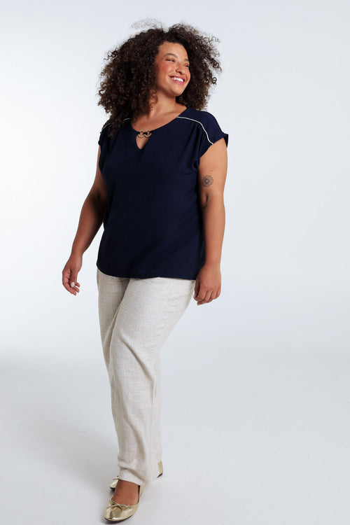 T-shirt bi-matière uni-Paprika-9