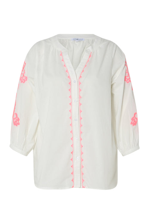 Blouse en coton avec broderies-Paprika-10