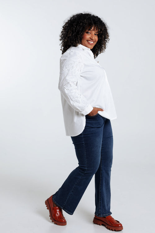 Chemise en coton avec manches brodées-Paprika-7