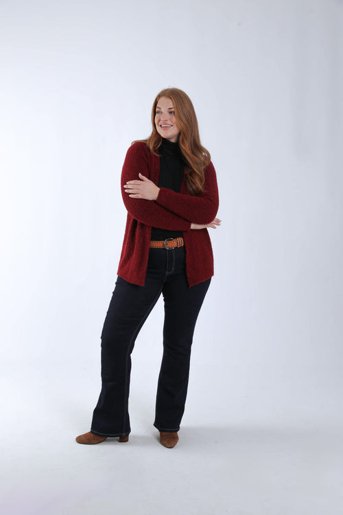 Gilet maille bouclette uni-Paprika-7