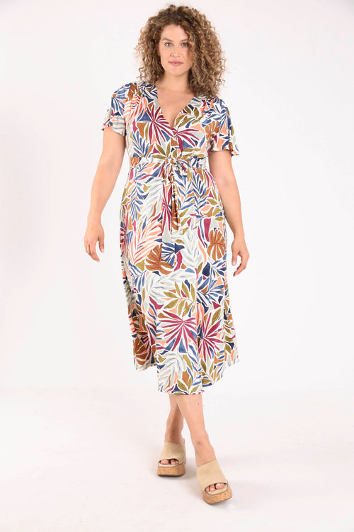 Robe cache-coeur imprimé fleuri-Paprika-7