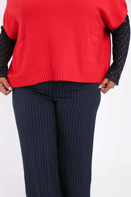 Pull court uni en viscose-Paprika-5