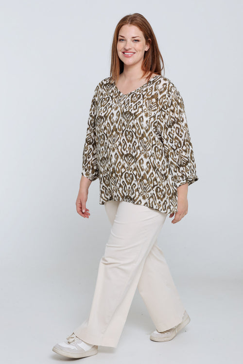 Blouse en viscose imprimé ethnique-Paprika-9