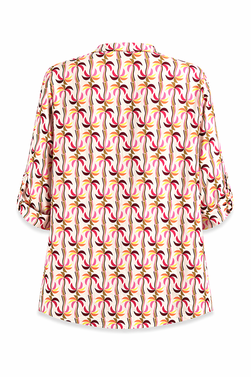 Chemise en coton et viscose imprimé palmiers-Paprika-11