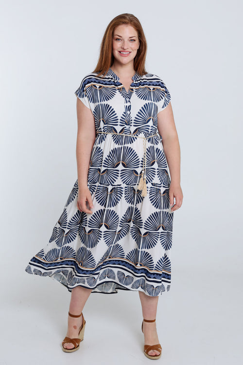 Robe longue en viscose imprimé feuillage-Paprika-7