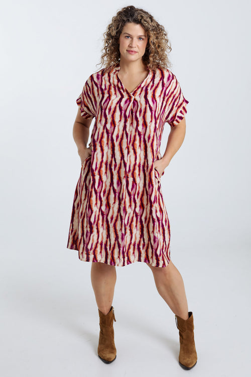 Robe en viscose imprimé ethnique-Paprika-8