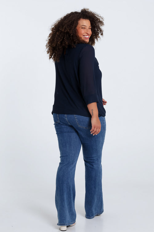 Blouse unie avec bijoux-Paprika-2