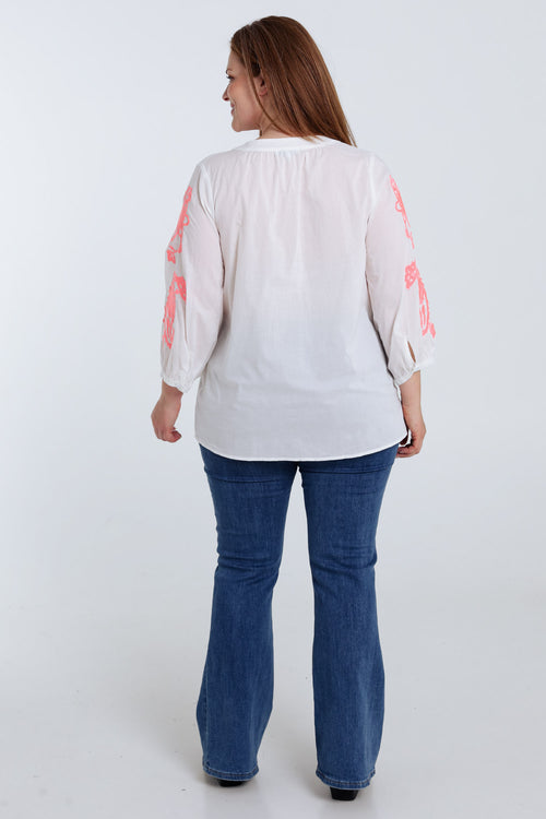 Blouse en coton avec broderies-Paprika-2