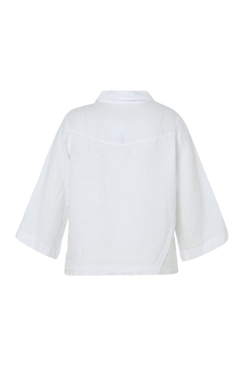 Chemise en lin unie avec noeud-Paprika-11