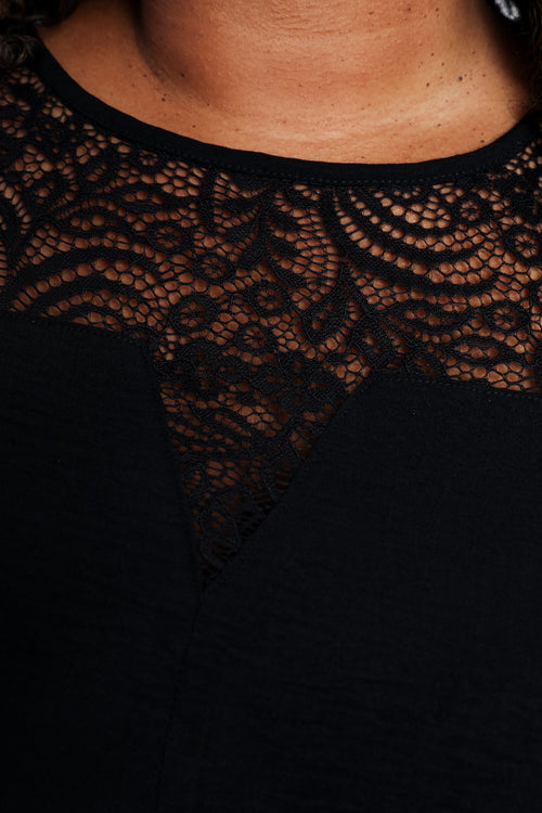 Robe longue unie avec dentelle-Paprika-5