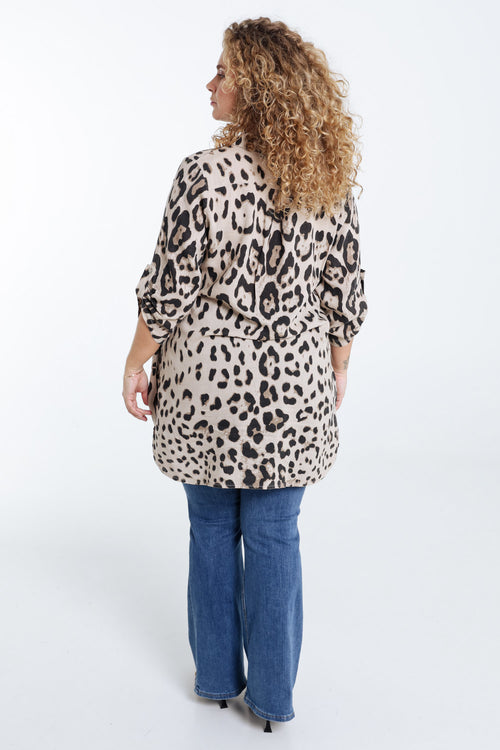 Longue chemise en lin imprimé peau de bêtes-Paprika-2