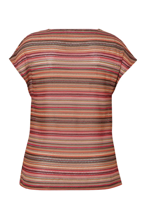 T-shirt maille dentelle rayés-Paprika-11