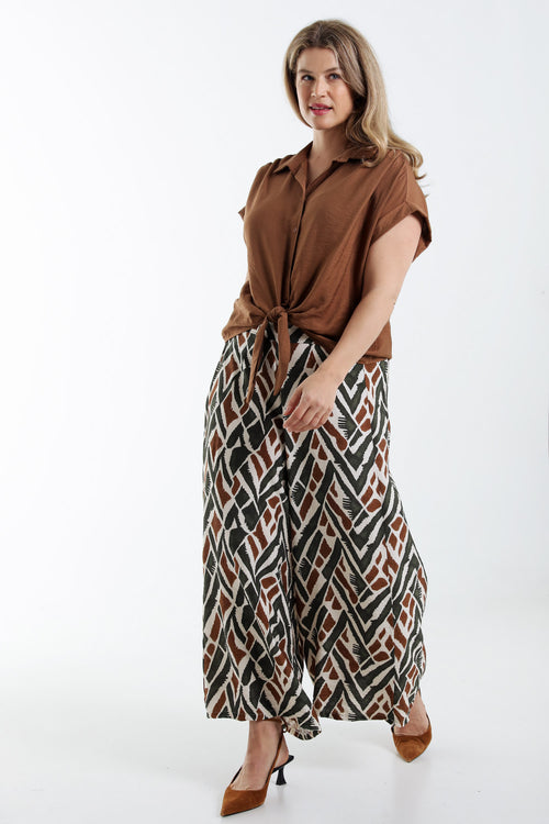 Pantalon large en viscose imprimé ethnique-Paprika-9