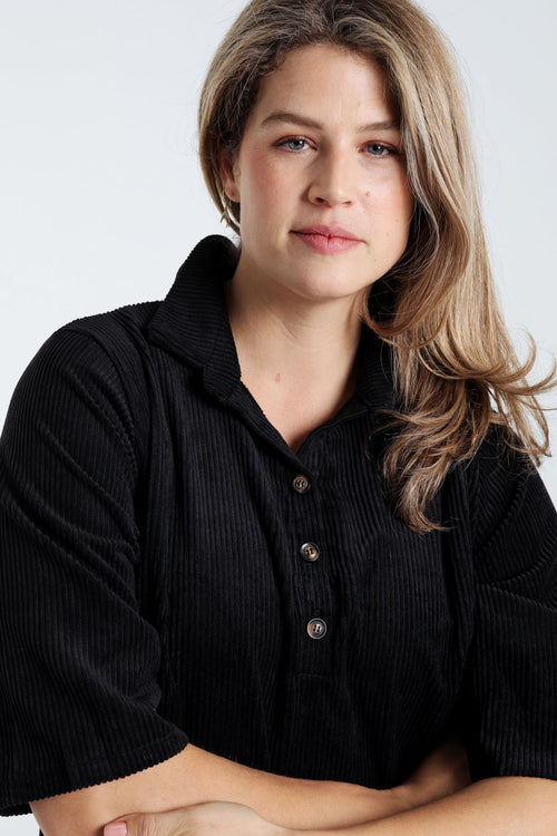 Robe courte unie en velours-Paprika-6