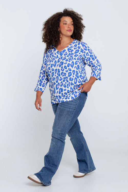 Blouse en viscose imprimé peau de bête-Paprika-8