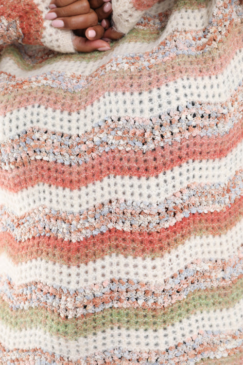 Pull maille pop-corn à rayures-Paprika-5