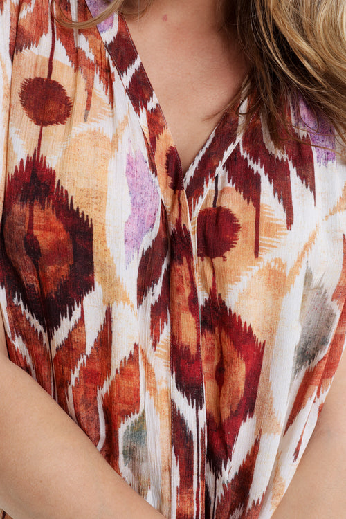 Blouse en viscose imprimé Ethnique-Paprika-6