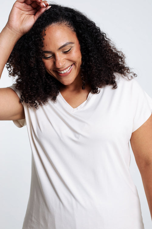 T-shirt uni en viscose-Paprika-4
