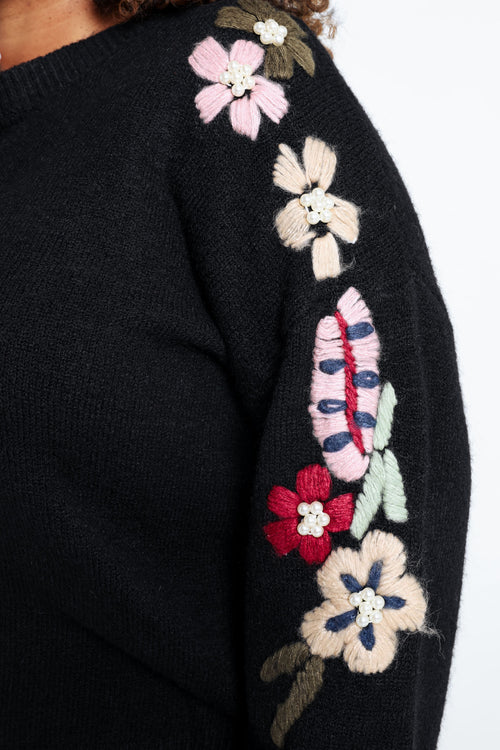 Pull uni avec manches détail broderies-Paprika-5