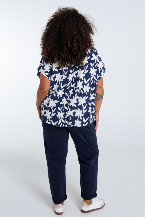 Blouse en viscose imprimé floral bicolore-Paprika-2