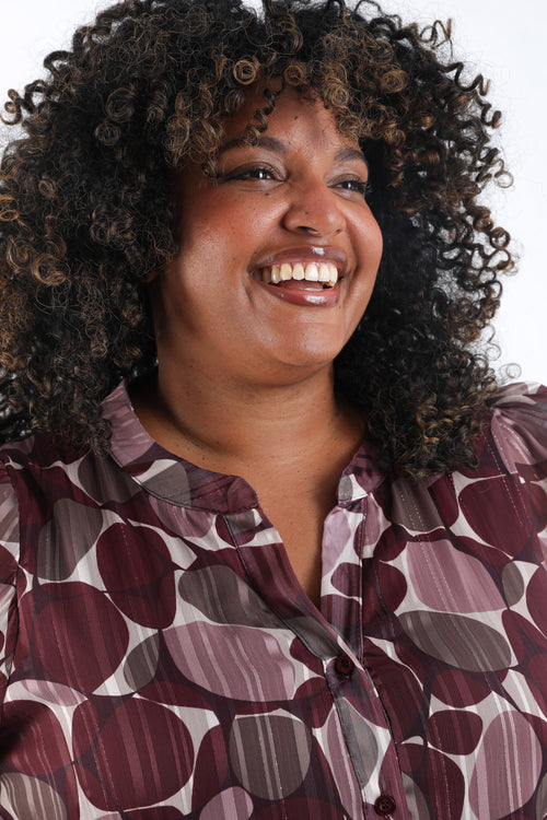 Blouse imprimé ronds avec foil-Paprika-1