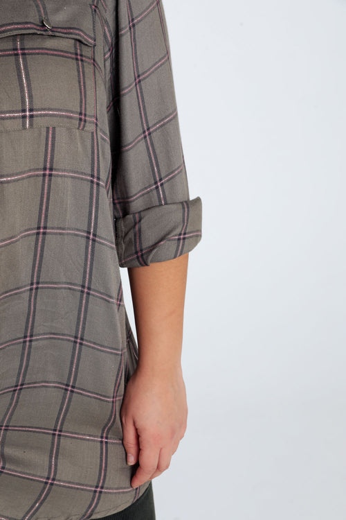 Chemise à carreaux en viscose-Paprika-5