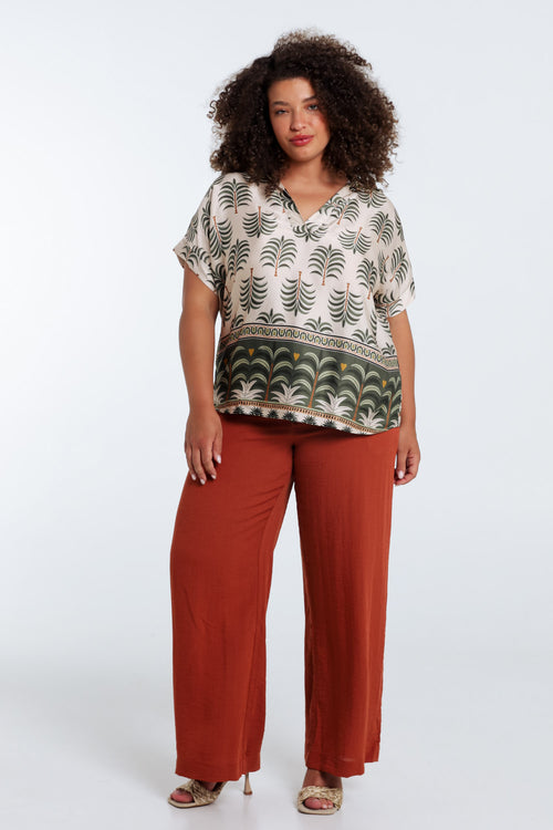 Blouse en viscose imprimé palmier-Paprika-8