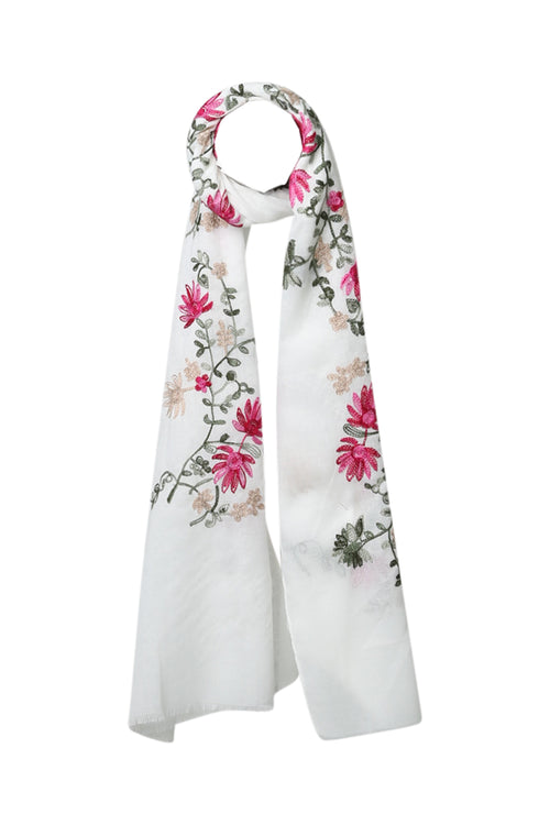 Foulard uni avec fleurs brodées-Paprika-1