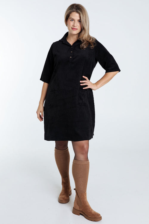 Robe courte unie en velours-Paprika-7