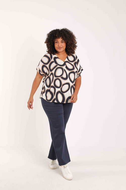 Blouse imprimé ronds graphiques-Paprika-8