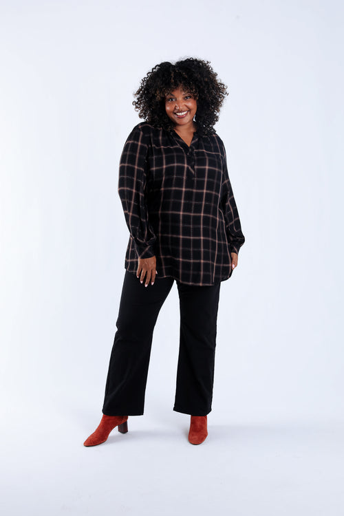 Chemise en viscose à carreaux avec lurex-Paprika-5