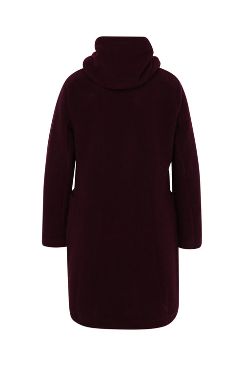 Manteau en laine bouillie uni avec capuche-Paprika-11