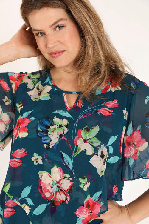 EXCLU SHEEGO - Blouse en viscose imprimé floral-Paprika-5