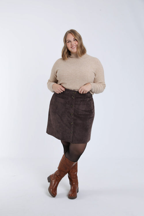 Jupe courte en velours-Paprika-6