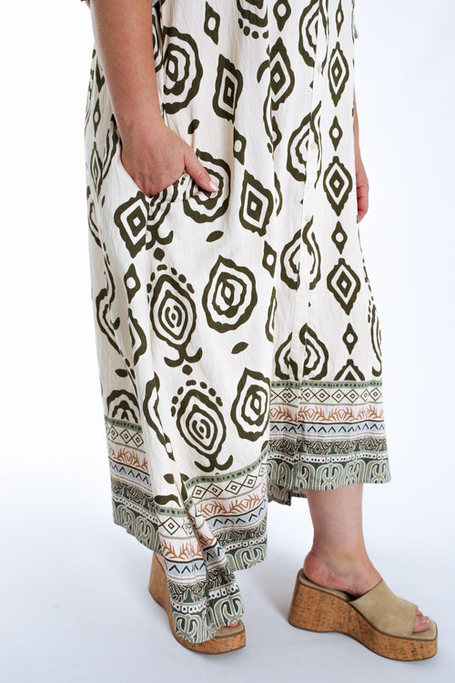 Robe longue imprimé ethnique bicolore-Paprika-7