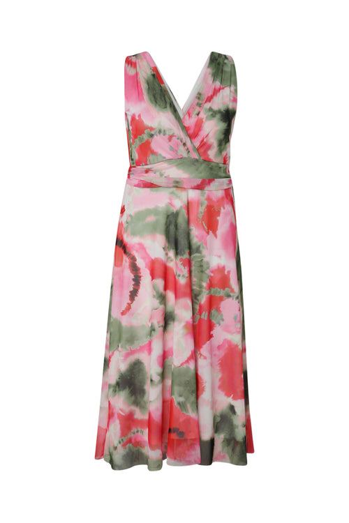 Robe longue en résille imprimé flou-Paprika-2